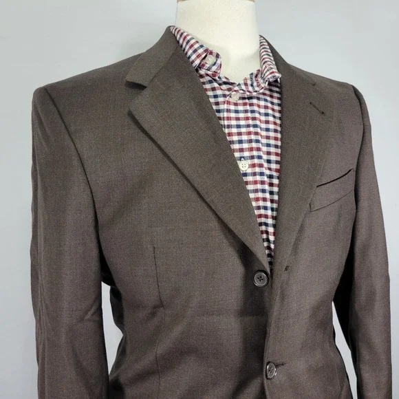 Murano Men's Sport Coat‎ Blazer Three Button Brown Wool Made in Italy Size 39R